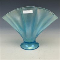 Fenton Celeste Blue Melon Rib Fan Vase