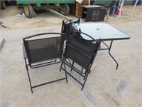 Lawn furniture , table 34x34 & 4 folding chairs
