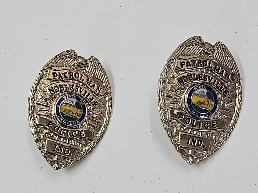 2 Police Hat Badges Noblesville IN Patrolman