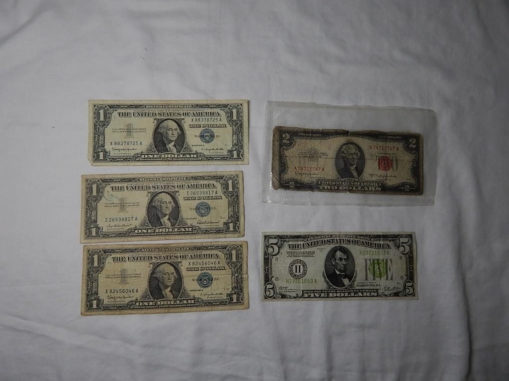 Old US Currency Silver Certificate,1928 $5 Bill $2