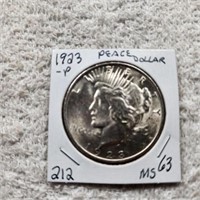 1923P Peace Dollar Full Strike MS63