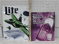 Miller lite and black haus sign