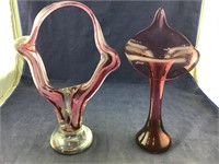 Large Pilgrim Cranberry Glass Jack-In-The-Pulpit