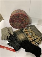 Basket of Men's Gloves and Scarves