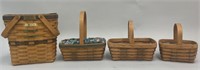 4 Traditional Green Splint Longaberger Baskets -