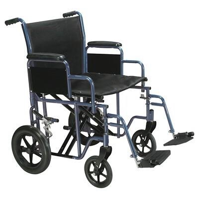 Bariatric Transport Wheelchair  22in Seat Blue