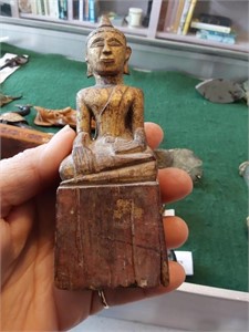 Antique Wood Hand Carved Buddha from Siam 1700's