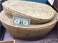 large weaved basket with cover