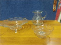 Lot of 3 etched glass
