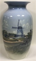 Royal Copenhagen Windmill Scene Porcelain Vase
