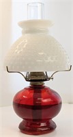 Kerosene Lamp w/ Ruby Bowl and Milk Shade