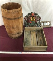 Vintage Nail Barrel, Crate, Wall Hangings