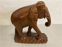 13" Tall Hand Carved Wood Elephant