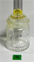 Vtg 4” Lidded Yellow Glass Cannister