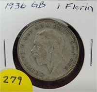 1936 GREAT BRITAIN 1 FLORIN COIN