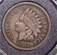 1862 INDIN HEAD CENT VF