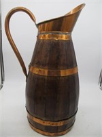 RARE LARGE WOODEN & COPPER FRENCH PITCHER