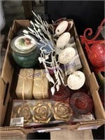 ASSORTED CANDLES, CANDLE HOLDER