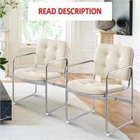 COLAMY metal dining chairs  Set of 2  Beige