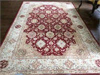Beige and Red Wool Area Rug