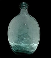 George Washington Aqua Glass Flask