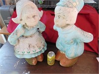 2 large ceramic kissing garden statues