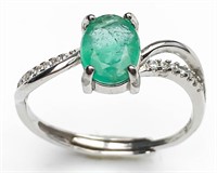 Natural Emerald Ring 925 Silver