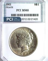 1921 Peace PCI MS-65 LISTS FOR $4150
