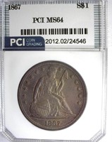 1867 Liberty S$1 PCI MS-64 LISTS FOR $15000