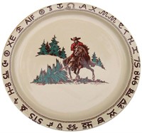 Westward Ho Christmas Cowboy Large Round Platter