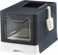 (U) Suhaco Foldable Cat Litter Box with Lid Large