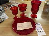 12 piece set ruby red fostoria  thumbprint