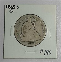 1865-S  Seated Liberty Half Dollar   G