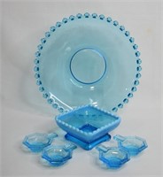 6 pcs Vintage Aqua Glass Lot