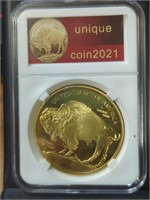 Slabbed 2021 gold tone buffalo nickel