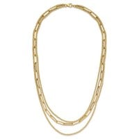 14K Polished 3-strand Fancy Link Necklace