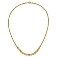14K 2-Strand Rolo Link Bead Necklace