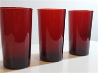 3pc Gold Ruby Red Juice Glasses. Gold Is Used To