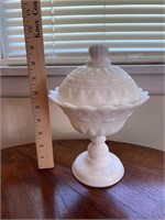 Kemple Milk Glass Pedestal Candy Dish