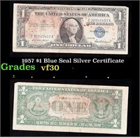 1957 $1 Blue Seal Silver Certificate Grades vf++