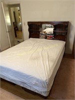 Queen size dark pine bed