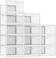 Pinkpum Clear Shoe Boxes, 12 Pack, White