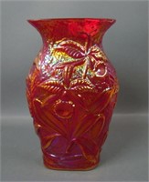 Fenton Red Carnival Glass Orchid Vase