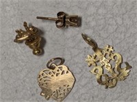 MARKED 14K SMALL CHARMS AND EARRINGS