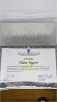 .999 pure Silver Ingots $20 9/11 coin certificate