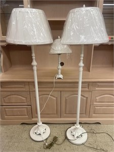 Pair of matching floor lamps and a desk lamp.