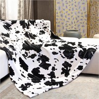 Cow Print Blanket Twin Size Soft Cozy