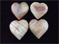 4 carved stone hearts. Onyx.  fetish Kalifano