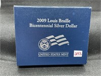 2009 LOUIS BRAILLE BICENTENNIAL UNC SILVER DOLLAR