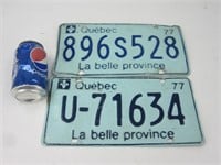 2 plaques d'immatriculation Québec